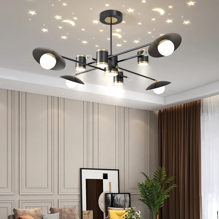 Starry Sky Living Room Chandeliers Modern Minimalist Atmosphere White Cream Series Living Room Ceiling Light Whole House Package