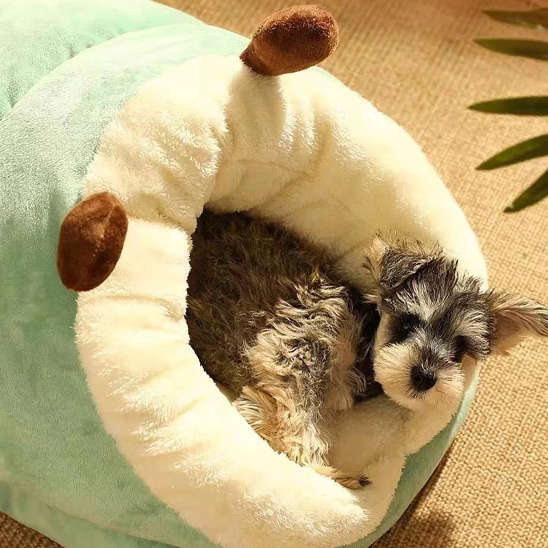 MADDEN Warm Small Dog Kennel Bed Breathable Dog House Cute Slippers Shaped Dog Bed Cat Sleep Bag Foldable Washable Pet House