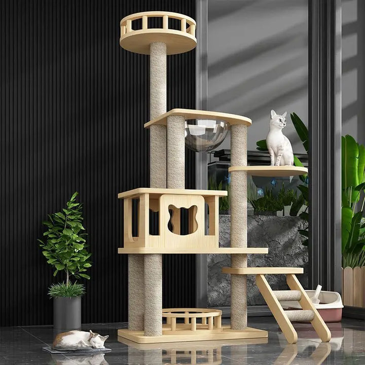 Large Wooden Cat Crawler DIY Material Cat Cat Wild Sisal Large Cat Crawler Space Capsule Indoor Pet Habitat Best Pet GIft