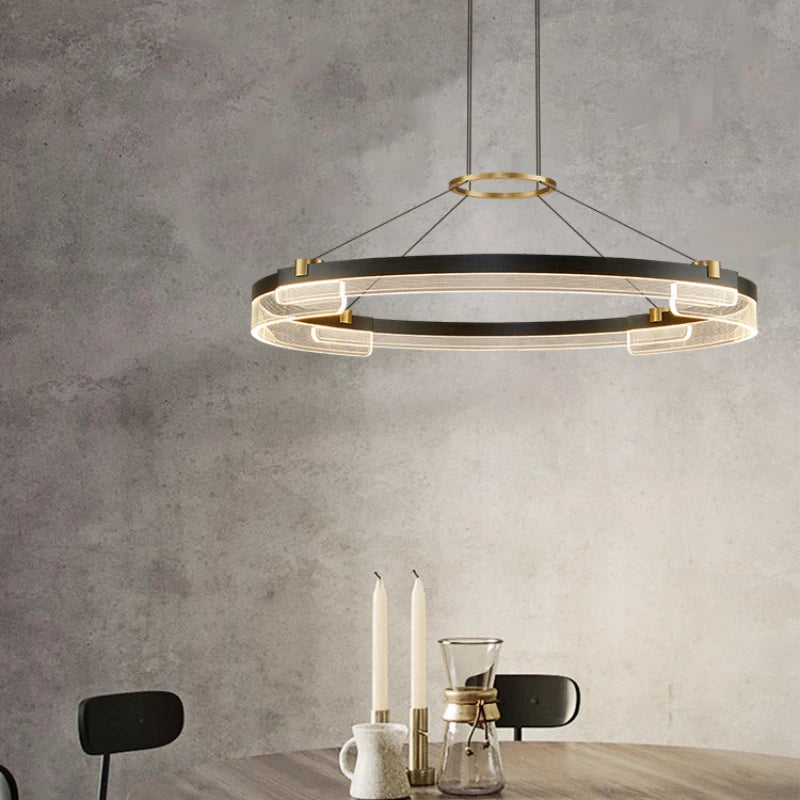 Modern Decorative Living Room Chandelier LED Ring Lamp Bedroom Luxury Dining Room Decor Ceiling Hanging Pendant Light Fixture