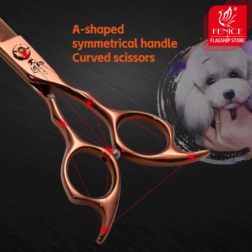 Fenice High-quality Master Series 6.5/6.75/7/7.5 Inch Pet Grooming Scissors Dogs Straight Curved Thinner Chunker Shears Scissors