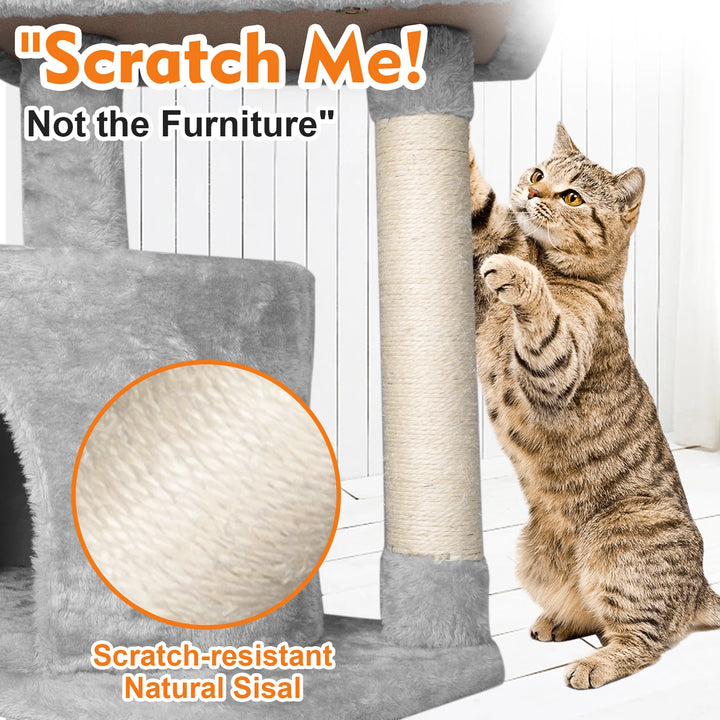 Pet Furniture Kitten Climbing Toy Cat Tree Scratch Column Luxury Cat Climbing Tower Activity Center Cat Claw Protection