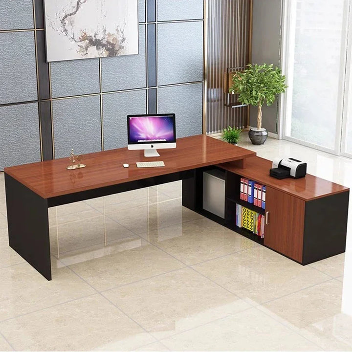 Standing Storage Office Desk L Shaped Corner Shelf Laptop Computer Desks Supplies Floor Mesa De Computador Modern Furnitures