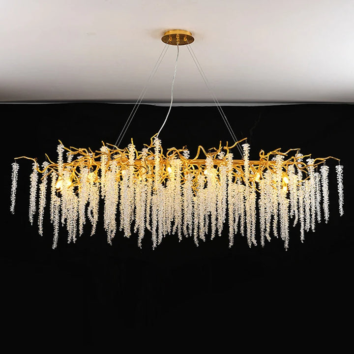 Indoor Luxury LED Crystal Chandeliers Gold Modern Ceiling Pendant Hanging Home Lamp Lustre for Hotel Bedroom Dining Living Room