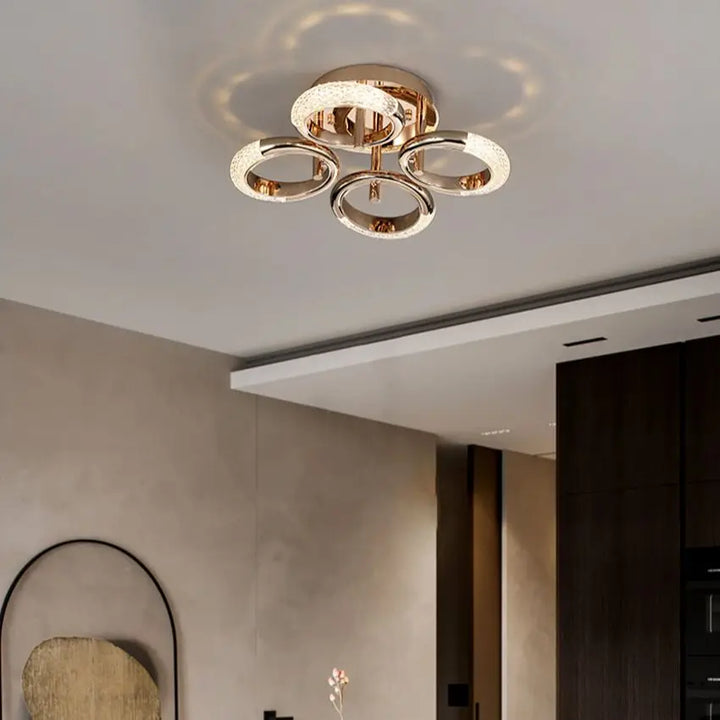 Postmodern Chandelier Nordic Golden Ring Ceiling Lamps Luxury Home Decors to Livingroom Bedroom New Indoor Ceiling Light Lustre