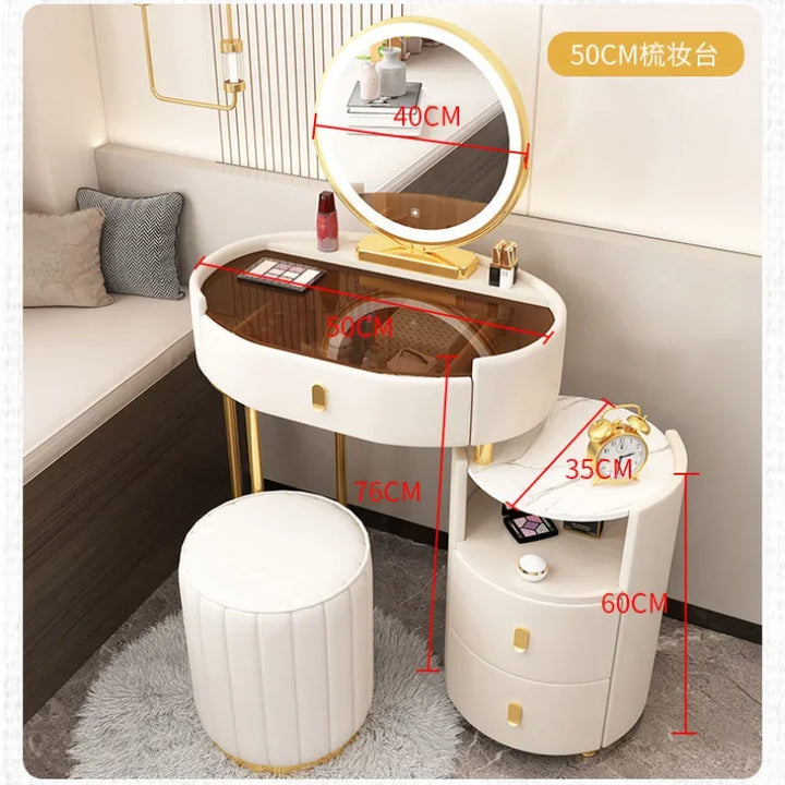 Vanity Desk Modern Dresser Table LED Mirros Household Bedroom Dressing Table Density Board Makeup Table with Mirror Furniture