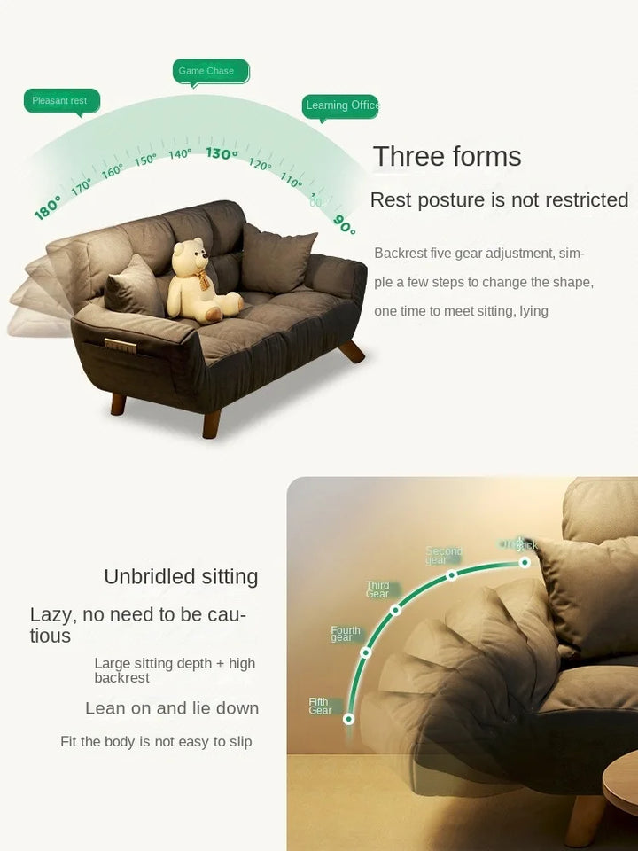 Fabric sofa living room, small layout, simple modern two person lazy sofa rental room, foldable single sofa bed