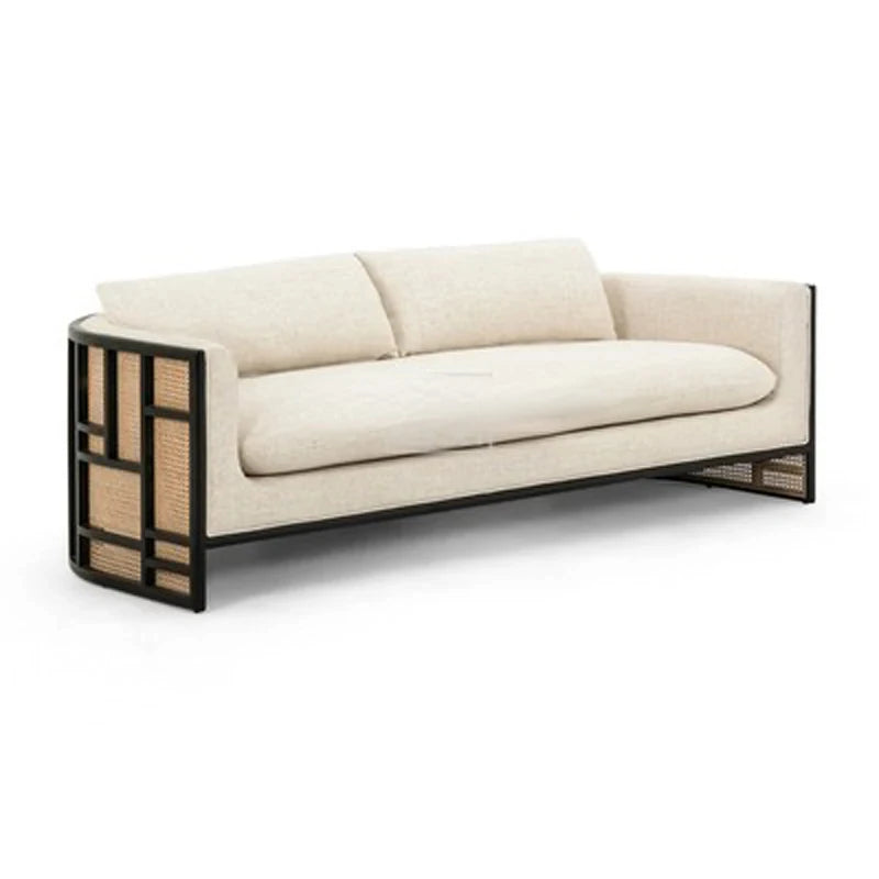 New Chinese Style Solid Wood Rattan Woven Sofa,, Hotel Living Area, Sales Office Department Negotiation, Reception Booth