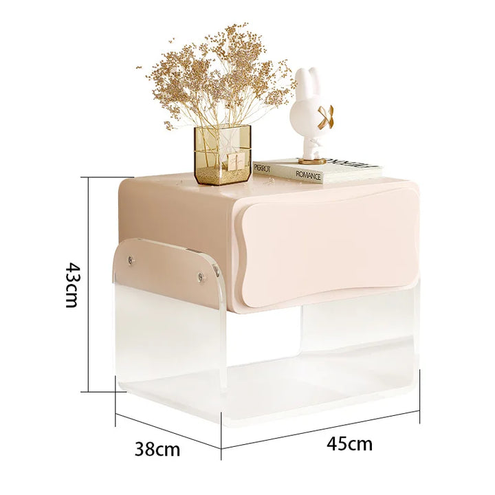 Cream Style Bedside Cabinet Acrylic  Minimalist Floating Feeling Bedside Cabinet Small Household Storage Cabinets Wholesale