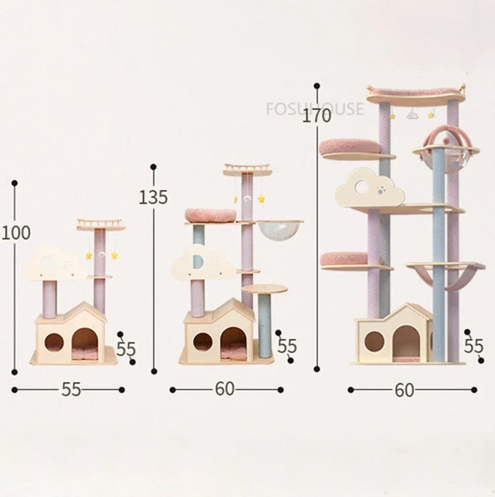 Nordic Solid Wood Sisal Cat Climbing Frame for Pet Furniture Cat Jumping Platform Pet Supplie Design Space Capsule Cat Nest Tree