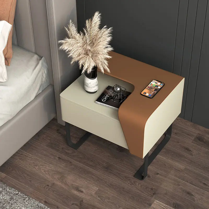 Modern Nordic Wood Nightstand Luxury Low Bedside Table