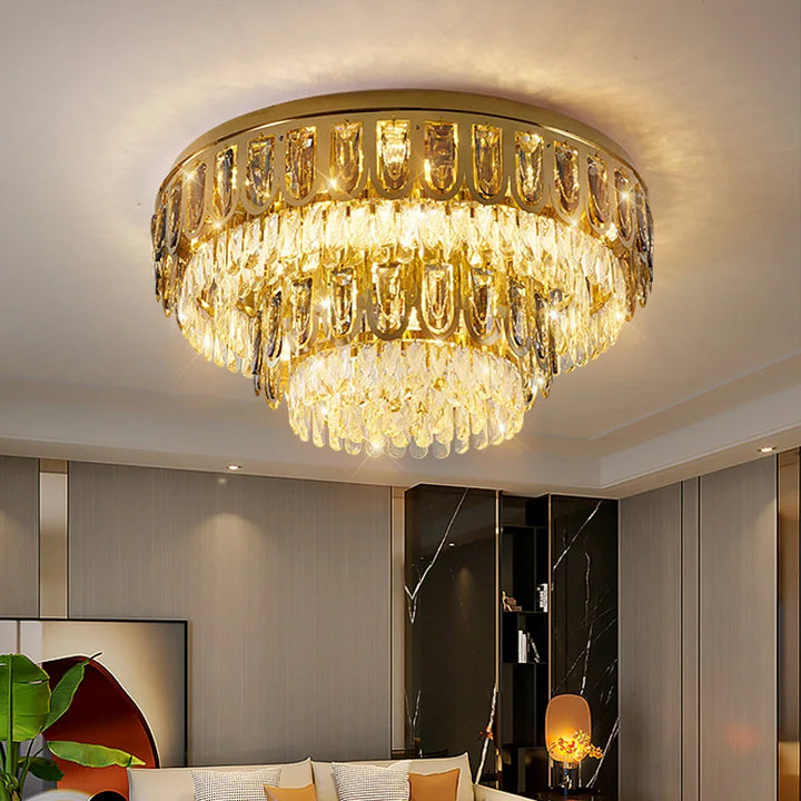 Modern Home Decor 2024 Ceiling Lamps Gold Large Crystal Ceiling Light Luxury Chandeliers LED Lustres for Living Room