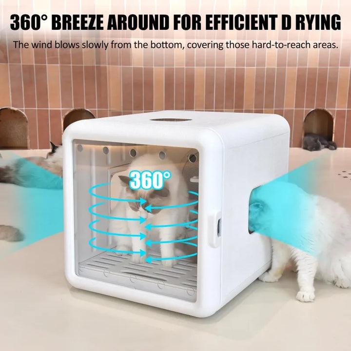 60L Large Smart Pet Hair Dryer,Professional 360 Drying Fast Drying Blower for Dog Grooming Lighting Adjustable TemperatureTime