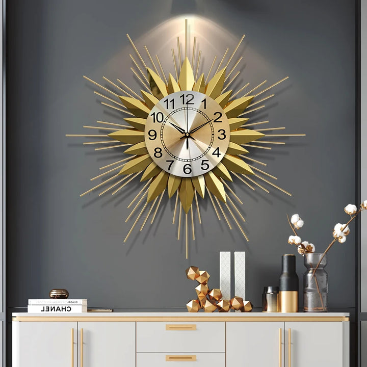 Gold Oversized Wall Clock Aesthetic Big Silent Atmosphere Light Luxury Clock Fashion Free Shiping Reloj De Pared Home Decoration