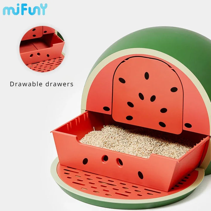 MiFuny Cat Litter Box Drawer Fully Enclosed Watermelon Fruits Anti Splash Separable Cat Litter Cat Toilet Deodorant Pet Products