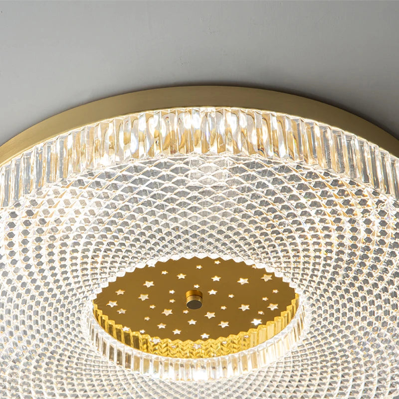 Biewalk Nordic Modern Round Golden Glass Ceiling Light Luxury Family Living Room, Study, Bedroom, Dining Room LED Lamps