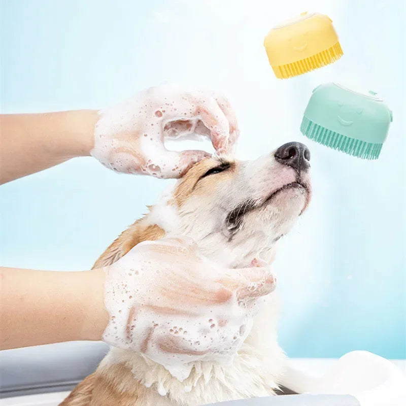 Pet Dog Bath Massage Brush Comb Bathroom Shower Grooming Shampoo Dispenser Cleaning Gloves Multibrush for Dogs Cats Accessories