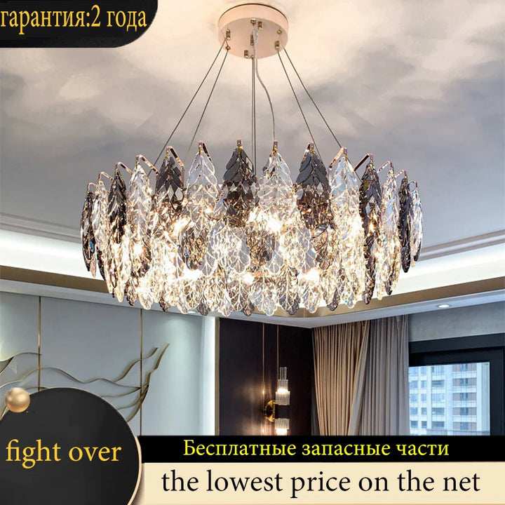 Scandinavian luxury living room crystal light dining room ceiling chandelier bedroom  ceiling light E14 feather crystal chandeli