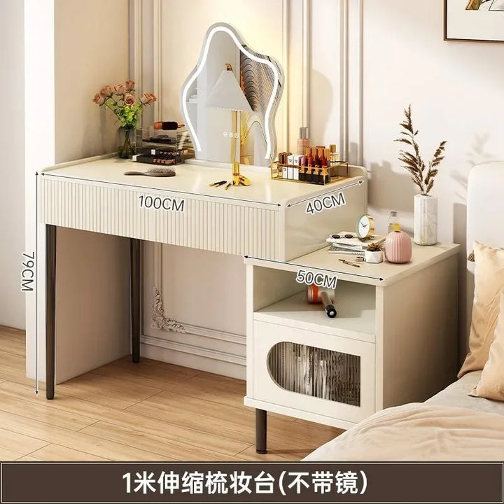 White Modern Dressing Tables Mobile Vanity Desk Storage LED Wood Cabinet Organizer Schmink Tisch Dressers for Bedroom Furniture