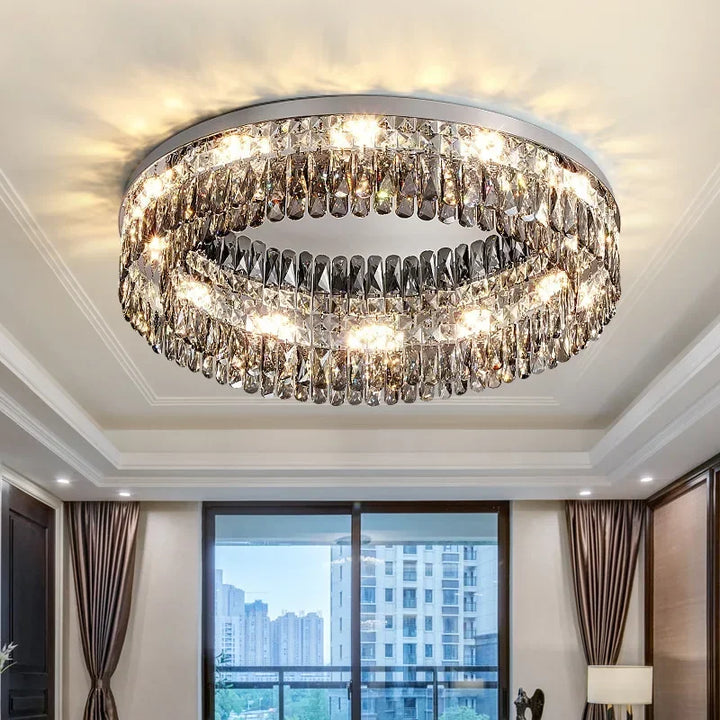 Royal Ceiling Chandelier Light Modern LED Crystal Hanging Lamps for Living Room Chrome Home Decoration Indoor Pendant Lamp