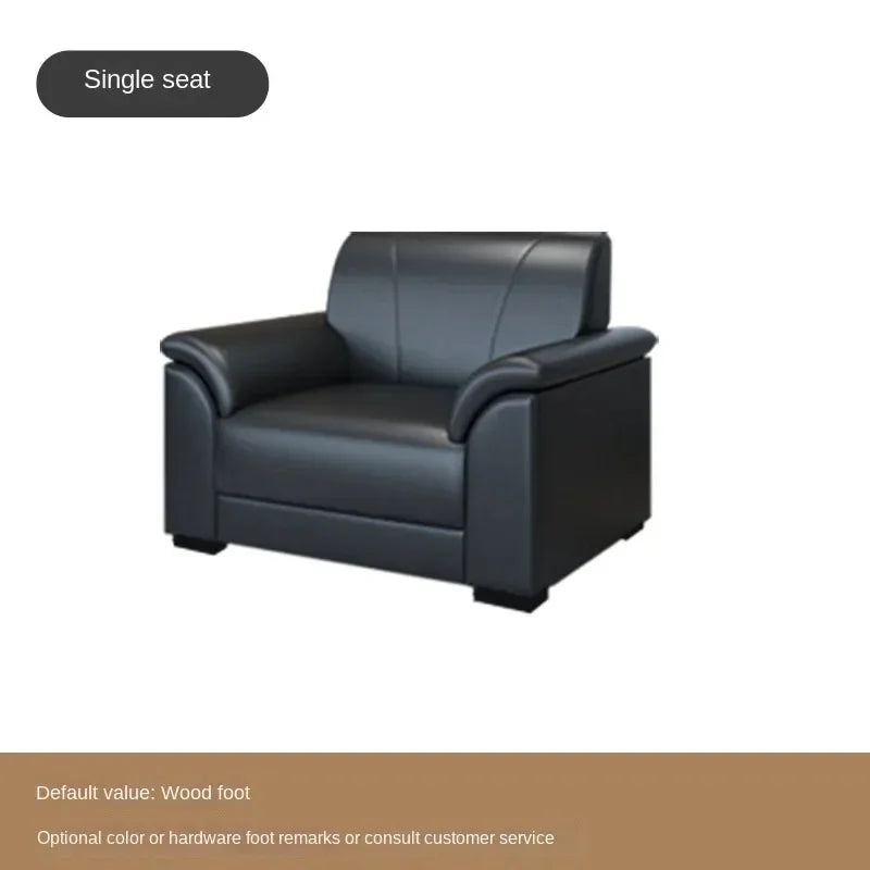 Simple Office Sofa Modern Reception Business Sofa Leather Single Person Sofa Office Coffee Table Combination Replica Furniture