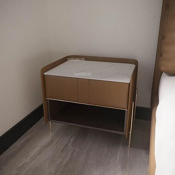 Nordic Dormitory Apartment Smart Bedside Luxury Designer White Leather Nightstands Dresser Cloakroom Mueble Cajonera Furniture