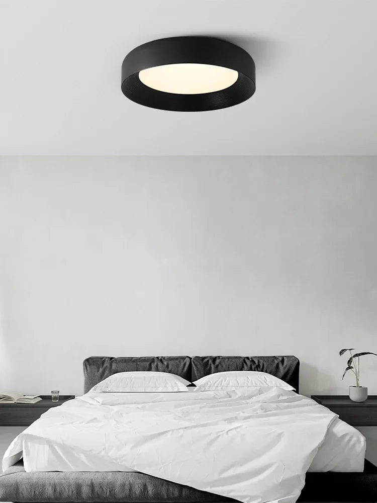 Minimalist Vortex Pattern Ceiling Light High-end Design Nordic Bedroom Modern White Black Circular Indoor LED Chandelier