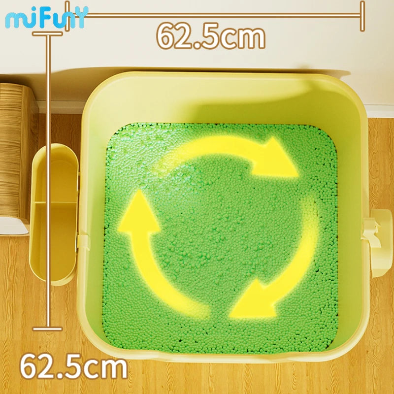 MiFuny Extra Large Square Cat Litter Box Open Type Splash Proof Cat Toilet Giant Cat Box Heighten Ragdoll Maine Pet Supplies