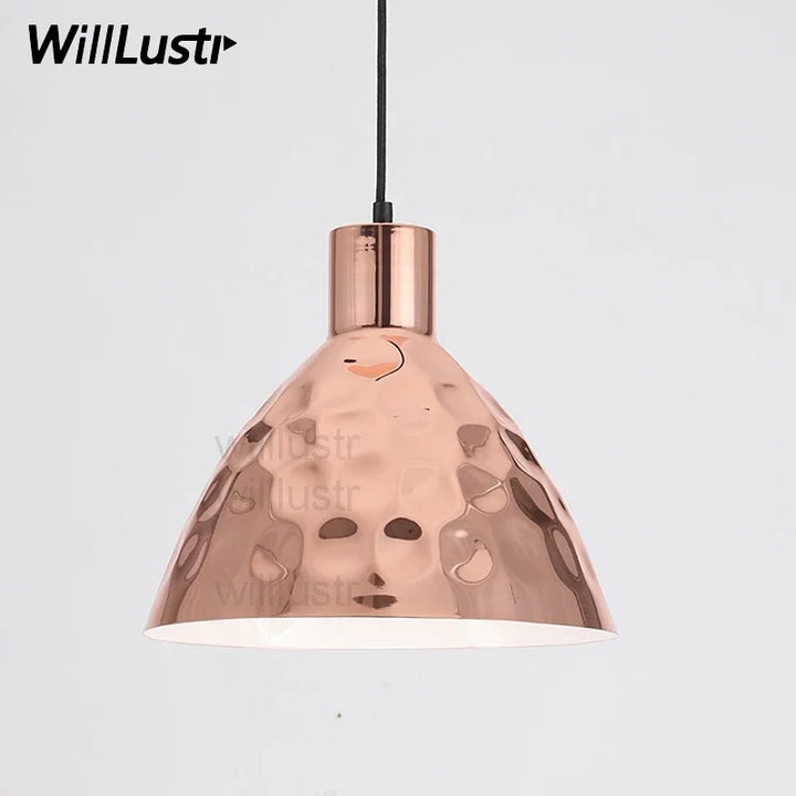 Copper Color Metal Pendant Lamp Polka Dots Wave Point Ceiling Chandelier Dinning Hall Hotel Restaurant Suspension Hanging Light