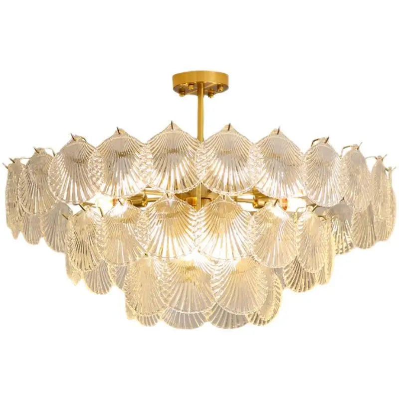 Home LED Shell Chandeliers Frost Glasses Ceiling Chandeliers for Living room Dining room Bedroom Decor Indoor Pendant Lighting