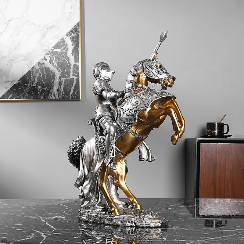 Resin Crafts Light Luxury Knight Armor Decoration Office Living Room Wine Cabinet Crafts Home Decoration Housewarming Gift