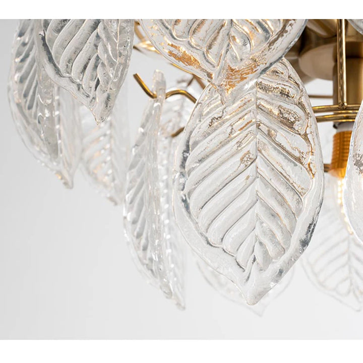 Modern Ceiling Chandelier Leaf Glass Hanging Lamp For Dining Room Living Room Pendant Light Suspension Design Pendant Fixtures