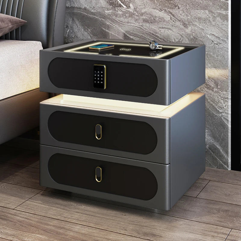 Intelligence Wireless Charger Nightstands Drawers Fingerprint Lock Aesthetic Multifunctional Nightstands Muebles Home Furniture