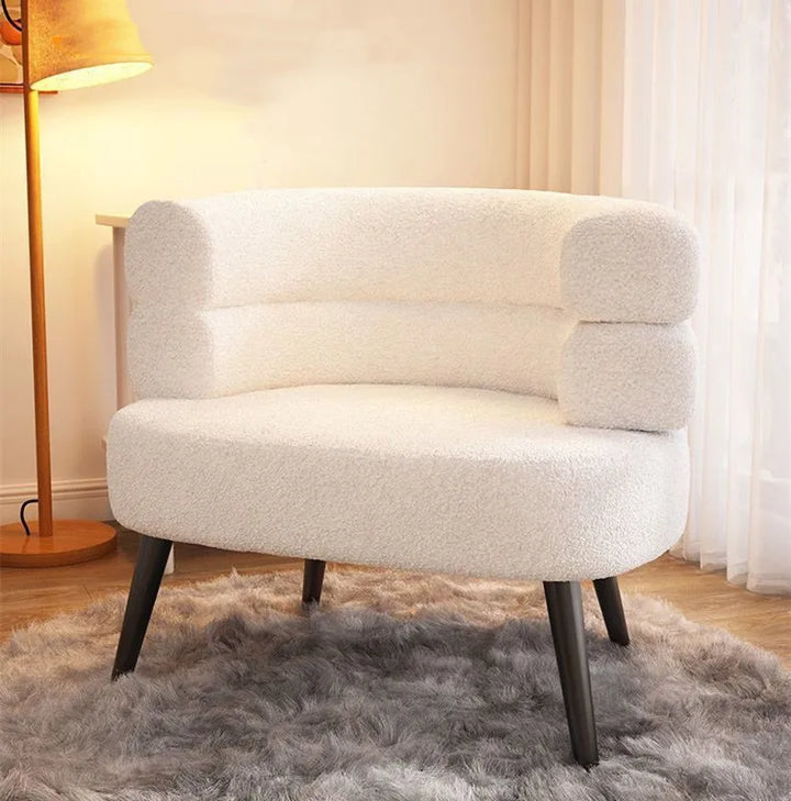 Nordic Luxury Lamb Fleece Lazy Sofa Chair Living Room Single Casual Back Chair Bedroom Dresser Chair Balcony Coffee Chair