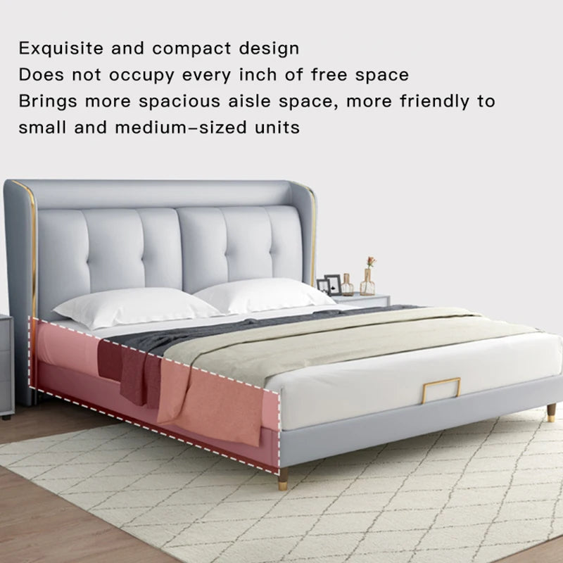 Modern Minimalist Soft Bag Leather Bed Double Master Bedroom Wedding Bed Light Luxury Storage King Bed