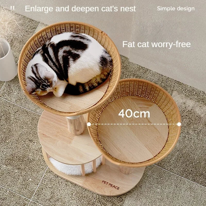 Cat Toys Solid Wood Cat Climbing Frame Nest One Cat Trunk Small Household Does Not Cover Hemp Rattan Summer Pet Supplies