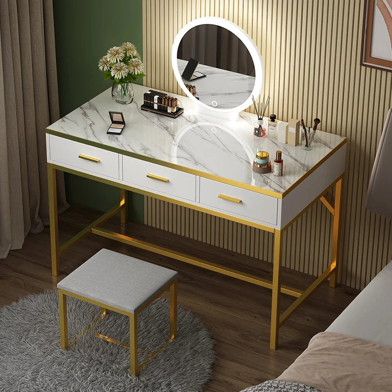 Organizer Chair Dressing Table Makeup Container Luxury Nordic Dressing Table Led Lights Toiletries Coiffeuse Bedroom Furniture