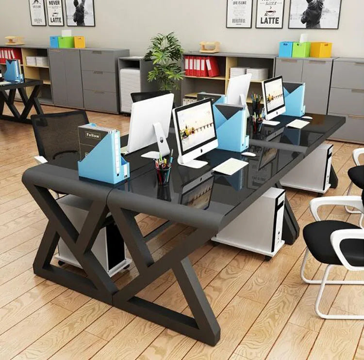 TieHo Tempered Glass Computer Desk Home Office Simple Modern Desk Desktop Study Desk Office Desk Gaming Table