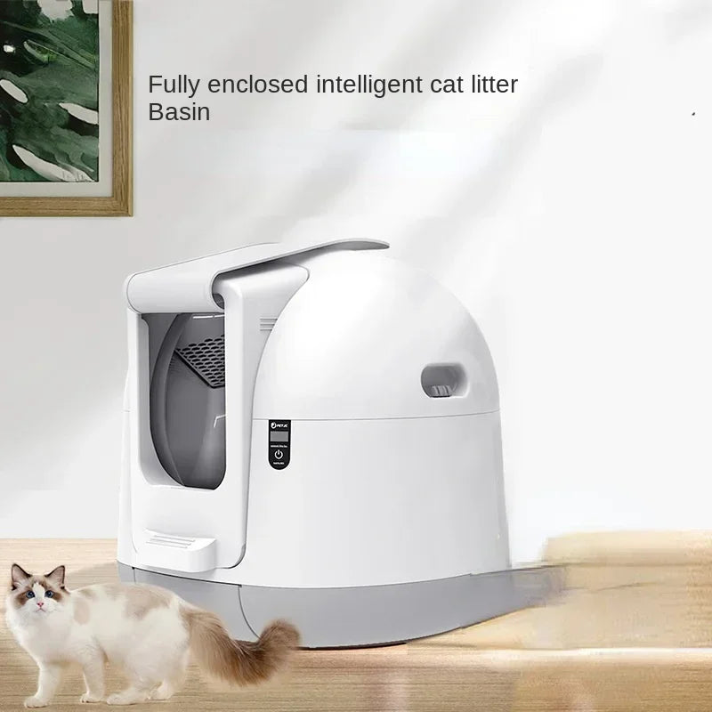 Automatic Cat Toilet Fully Enclosed Electric Cat Self Cleaning Litter Box Anti Clip Mute Large Capacity Smart Pet Gift