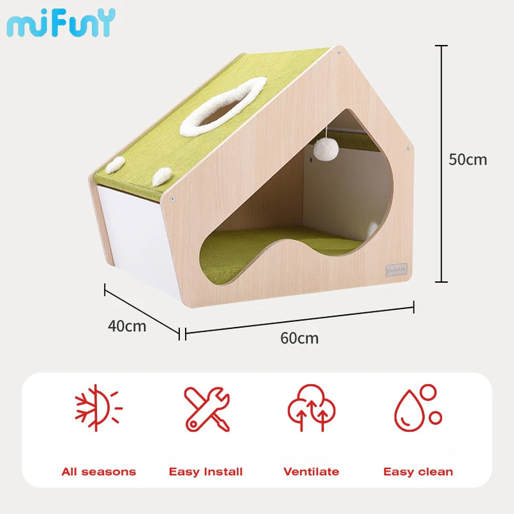 MiFuny Cat House Semi Enclosed Cat Bed Moisture-proof Ventilate Pet House Waterproof Universal for All Seasons Cat Supplies