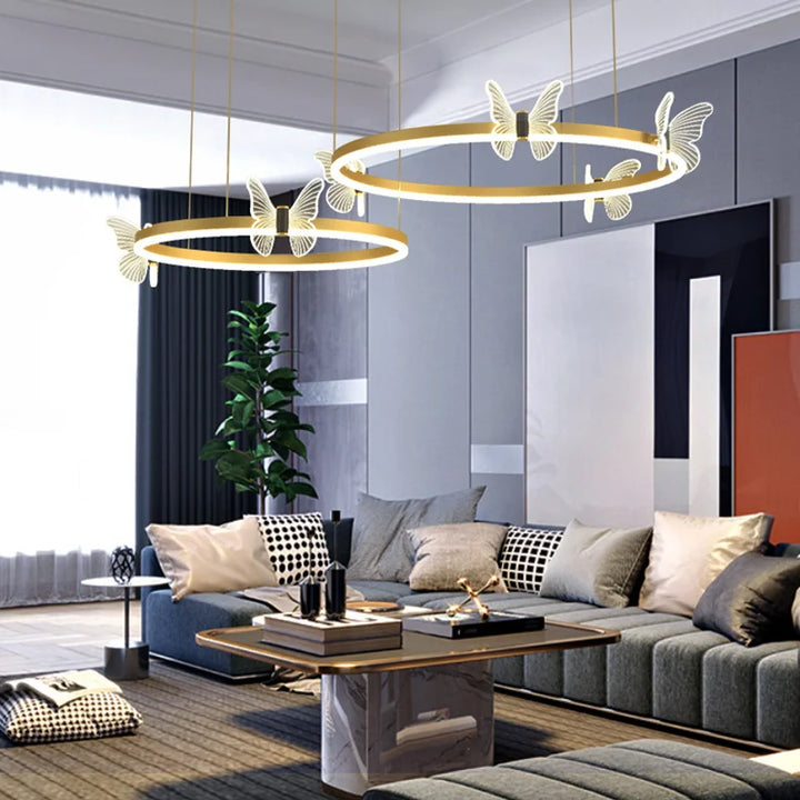 Moonriver Lighting Modern Living Room Hanging Lamps for Ceiling LED Butterfly Dining Table Chandelier Room Decor Pendant Light