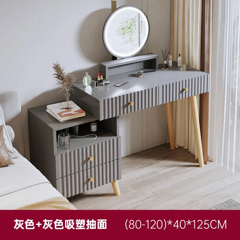 Luxury Makeup Vanity Table with Mirror Dressing Table Drawer Storage for Bedroom Light Desk Bedroom Meuble De Chambre Furniture