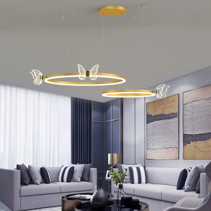 Moonriver Lighting Modern Living Room Hanging Lamps for Ceiling LED Butterfly Dining Table Chandelier Room Decor Pendant Light