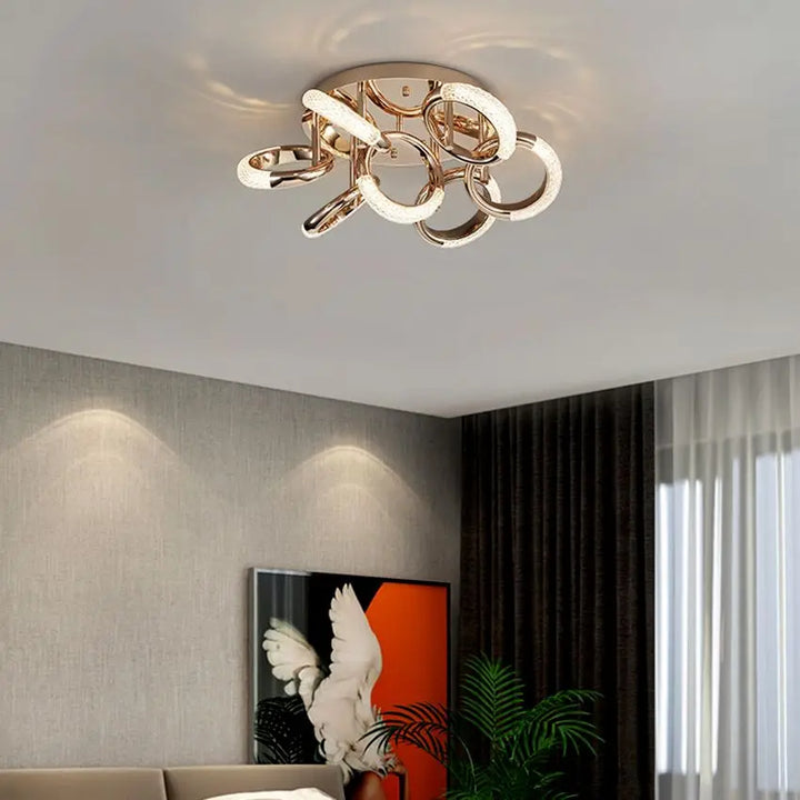 Postmodern Chandelier Nordic Golden Ring Ceiling Lamps Luxury Home Decors to Livingroom Bedroom New Indoor Ceiling Light Lustre