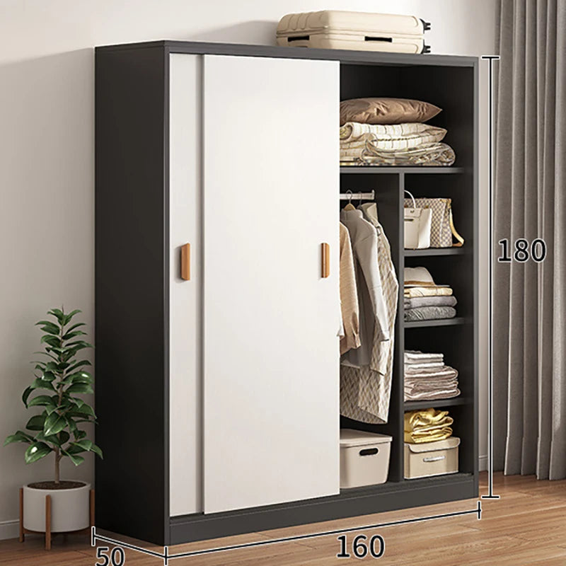 Simple Modern Wardrobes Luxury Wooden Dressers Mobile Wardrobes Apartment Free Shipping Mueble Para Colgar Ropa Home Furniture