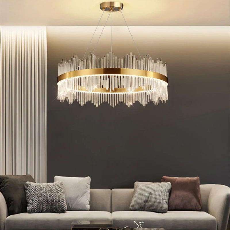 Crystal Ceiling Chandelier Lamp Remote Control Dimming Led Pendant Lustre Dinning Room Hanging Light Decor Suspension Luminaire