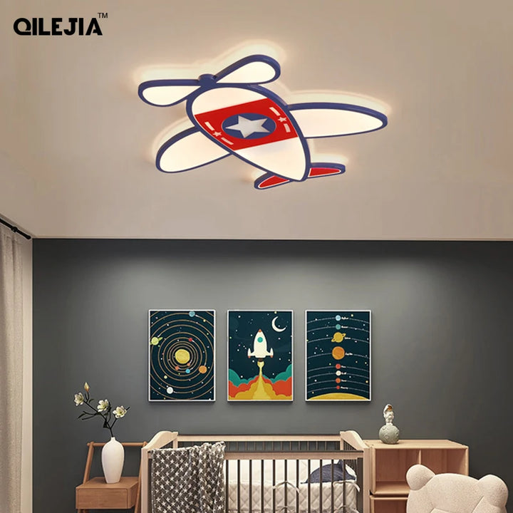 Modern New Acrylic Airplane LED Ceiling Lights For Boy's Girl's Bedroom Study Room Lamps Indoor Deco Lighting Luminaria Fixture