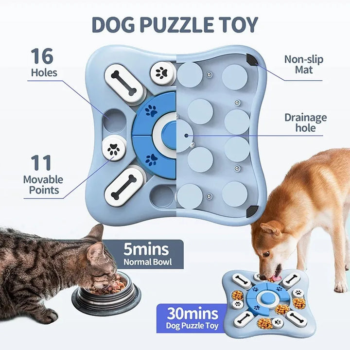 Pet Puzzle Cat Dogs Training Game Slow Feeder Interactive Increase Puppy IQ Food Dispenser Slowly Eating NonSlip Bowl