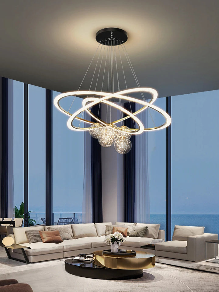 New 2023 Pendant Lights Living Room Chandelier Simple Modern Atmosphere Starry Nordic Luxury Led Ring Lamp Ceiling Lanterns