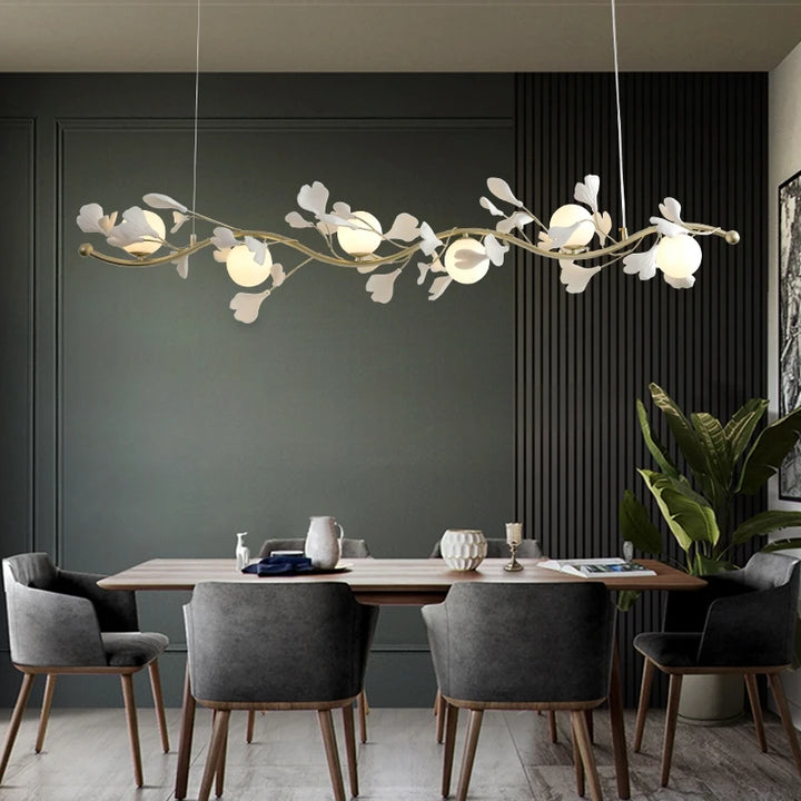 Nordic LED Pendant Chandeliers Lights Creative Ginkgo Ball Glass Hanging Lighting Fixtures Living Room Kitchen Hotel Loft Lustre